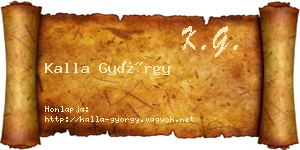 Kalla György névjegykártya